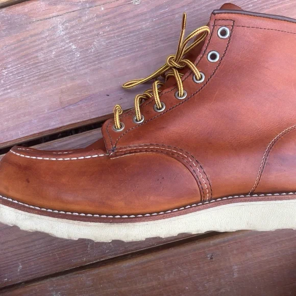 Red Wing Shoes Men's Brown Leather Boots - Classic Moc Heritage #875 - Picture 3 of 13